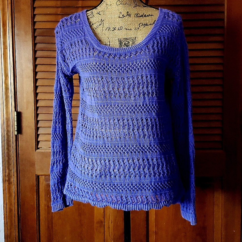 Ana purple open weave sweater size Large,  gently worn.